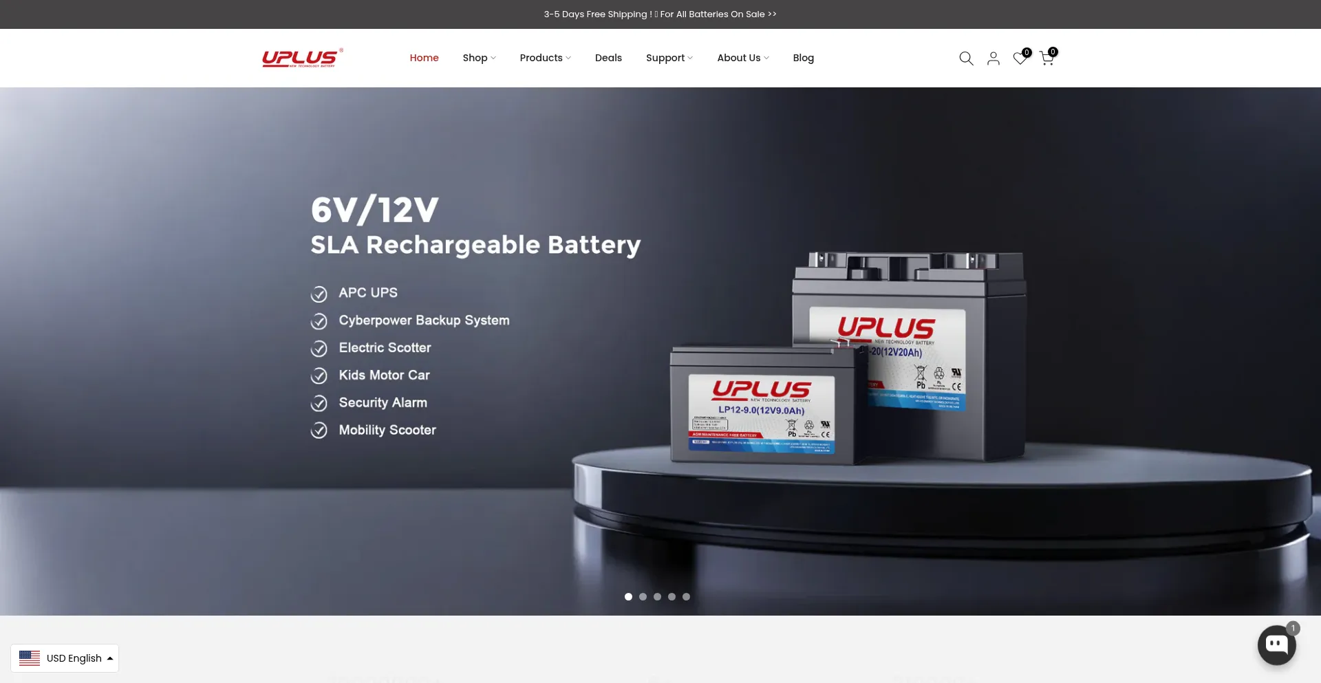 Uplusbatteries.com Screenshot