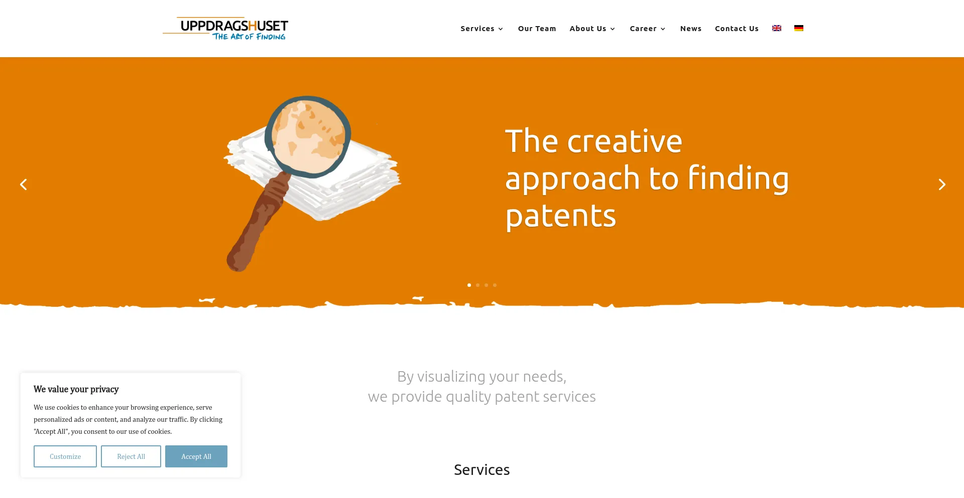 Website screenshot of Uppdragshuset.se