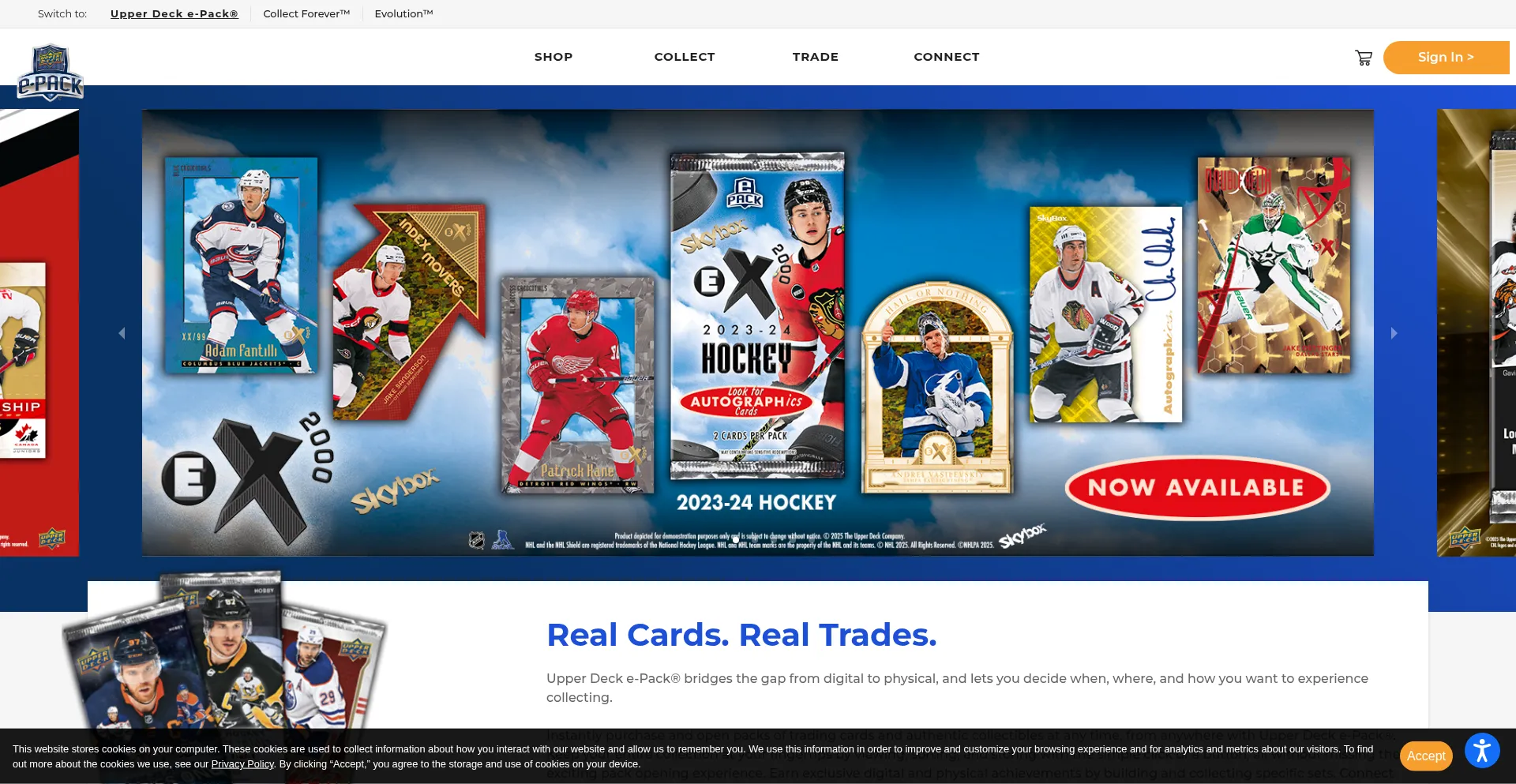 Website screenshot of Upperdeckepack.com