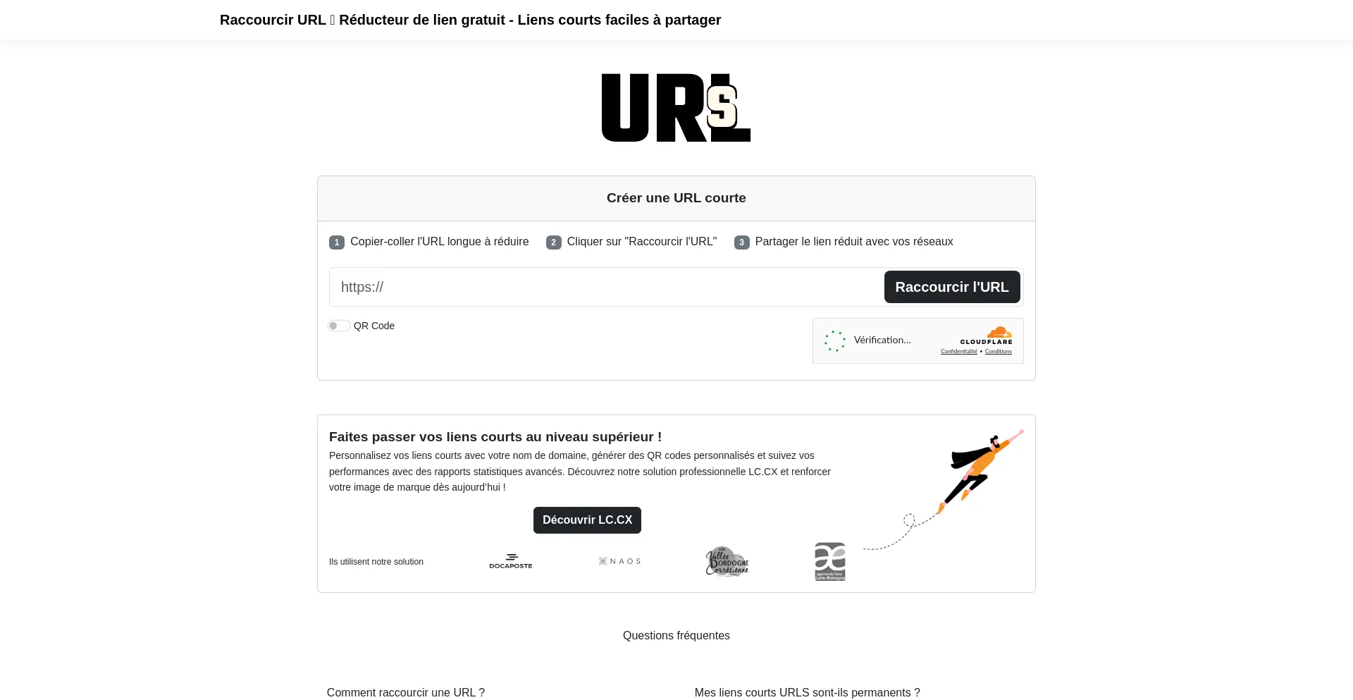 Website screenshot of Urls.fr