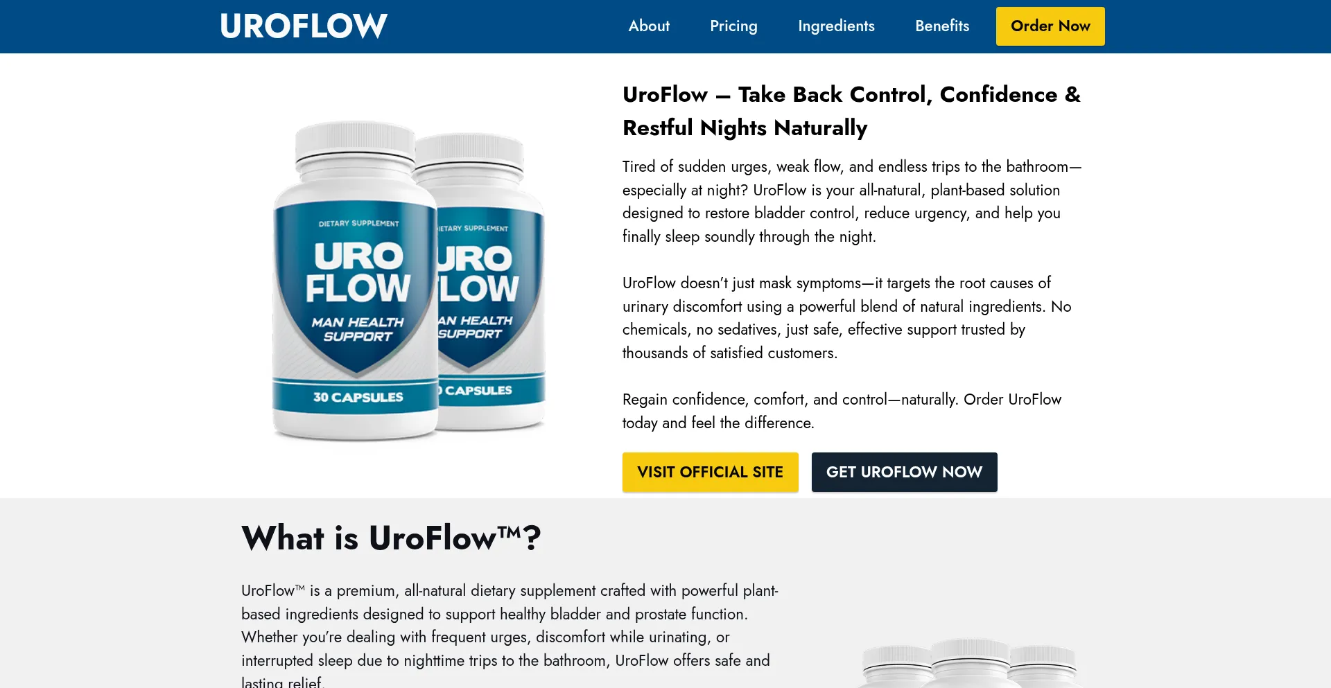 Website screenshot of Uroflou.com