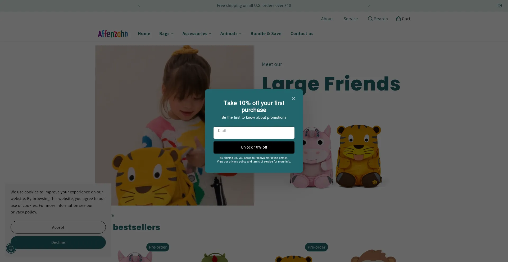 Website screenshot of Us.affenzahn.com