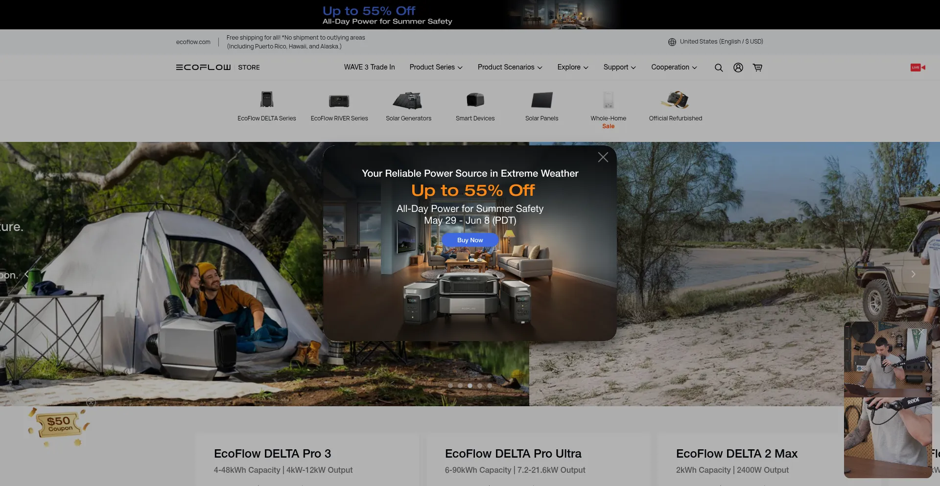 Website screenshot of Us.ecoflow.com