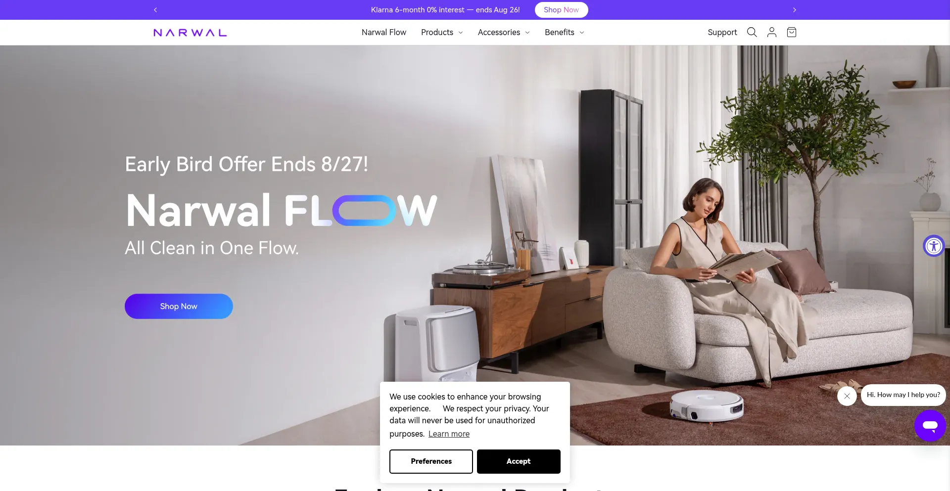 Website screenshot of Us.narwal.com
