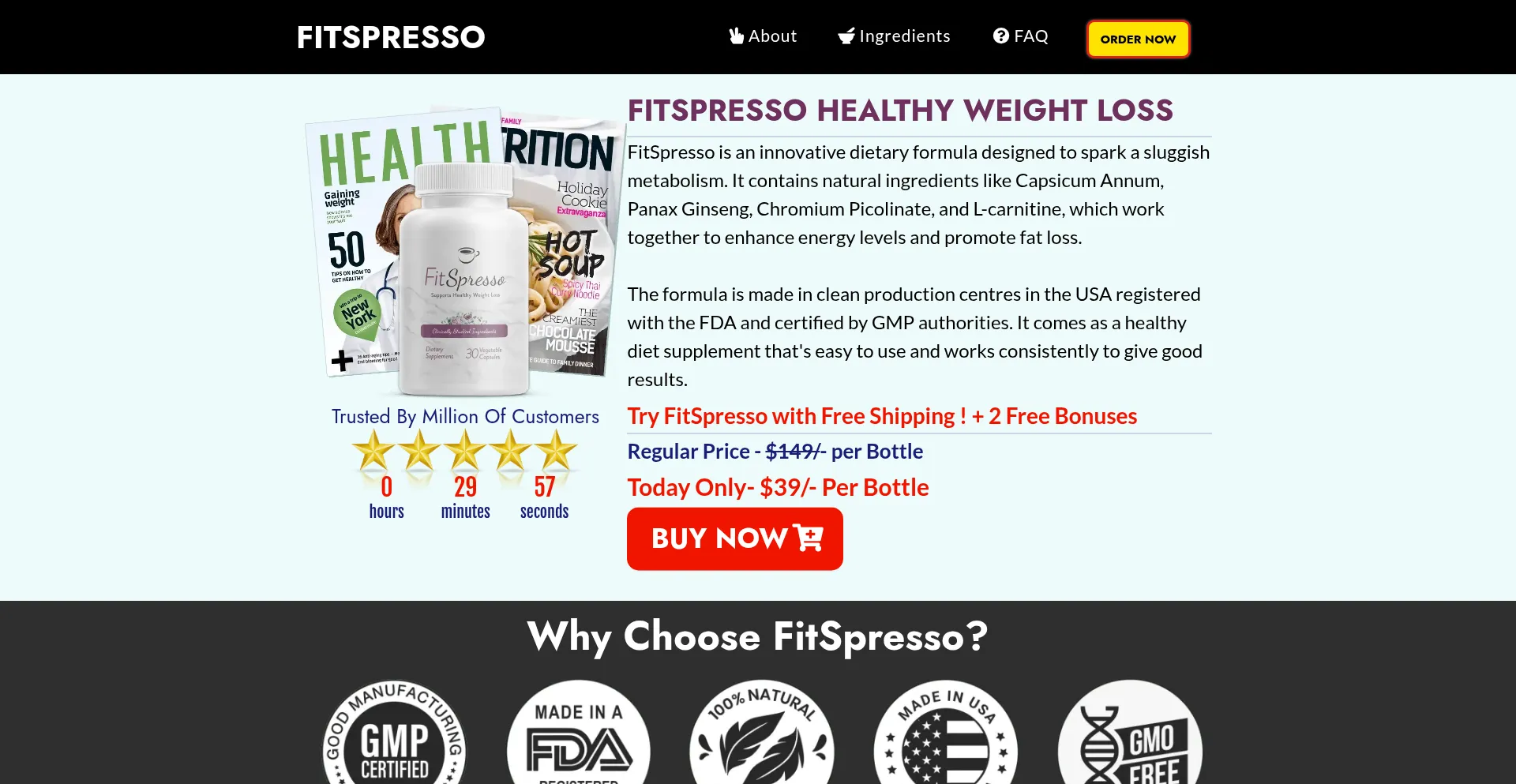 Website screenshot of Us-en--fitspresso.us