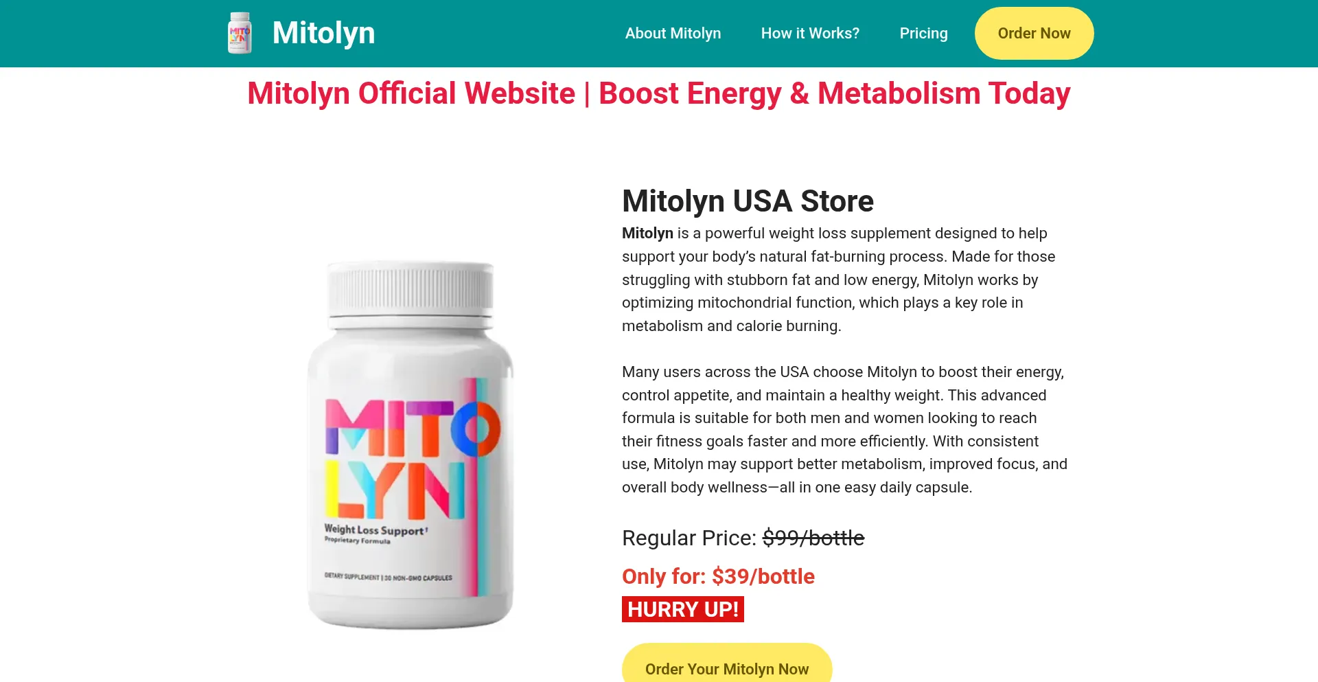 Website screenshot of Us-mitolean.us