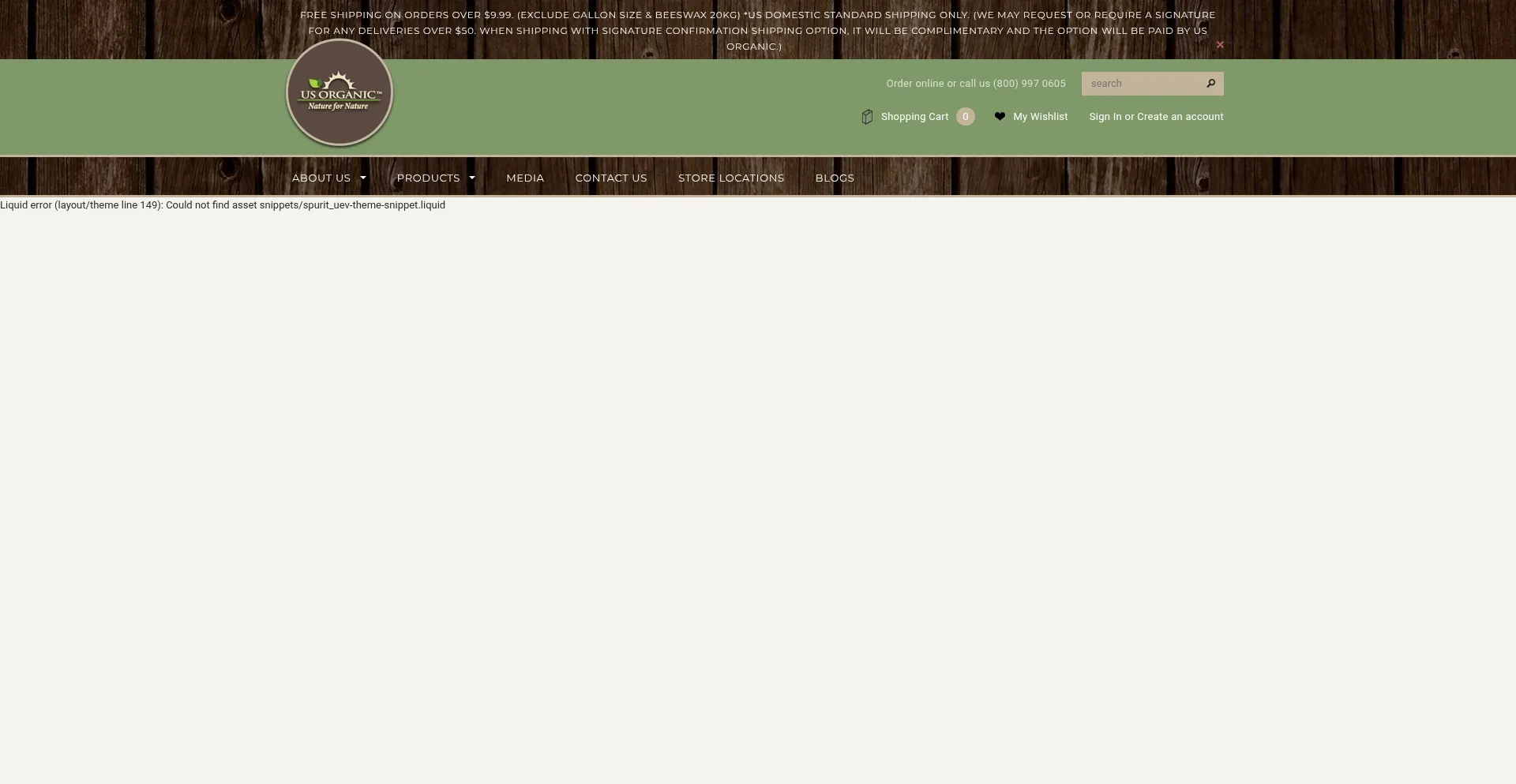 Website screenshot of Us-organic.com
