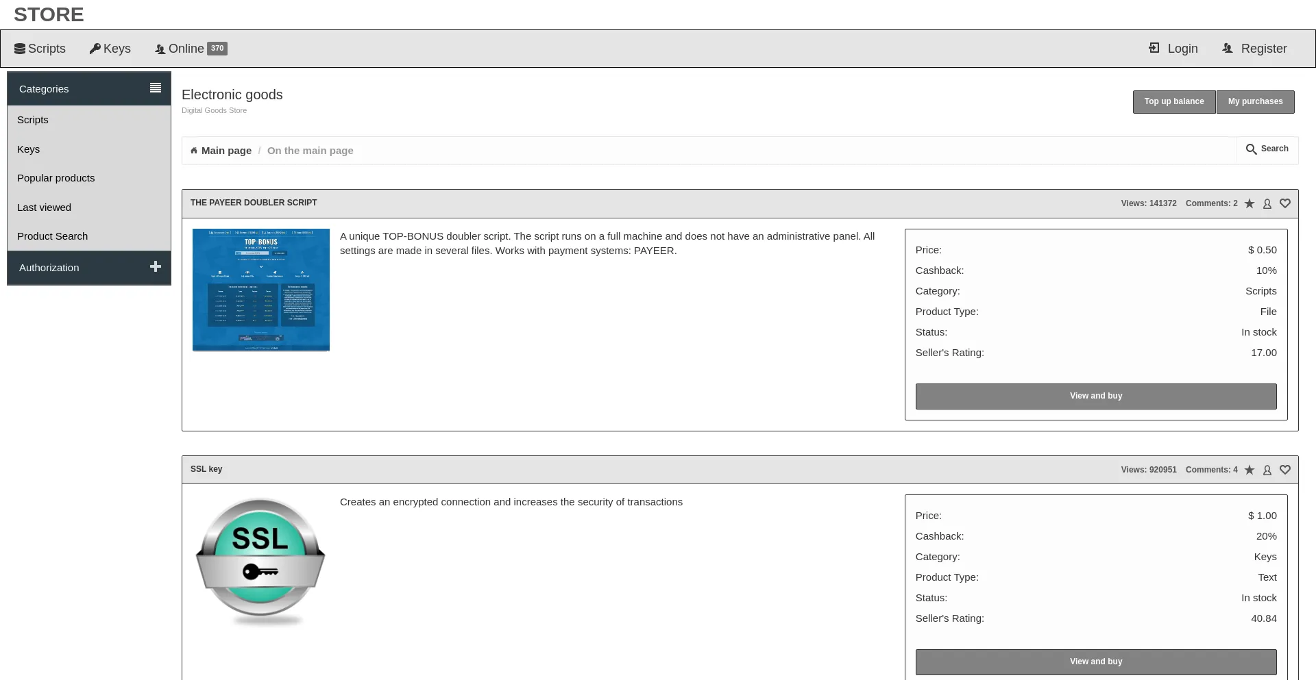 Website screenshot of Usa-key.store