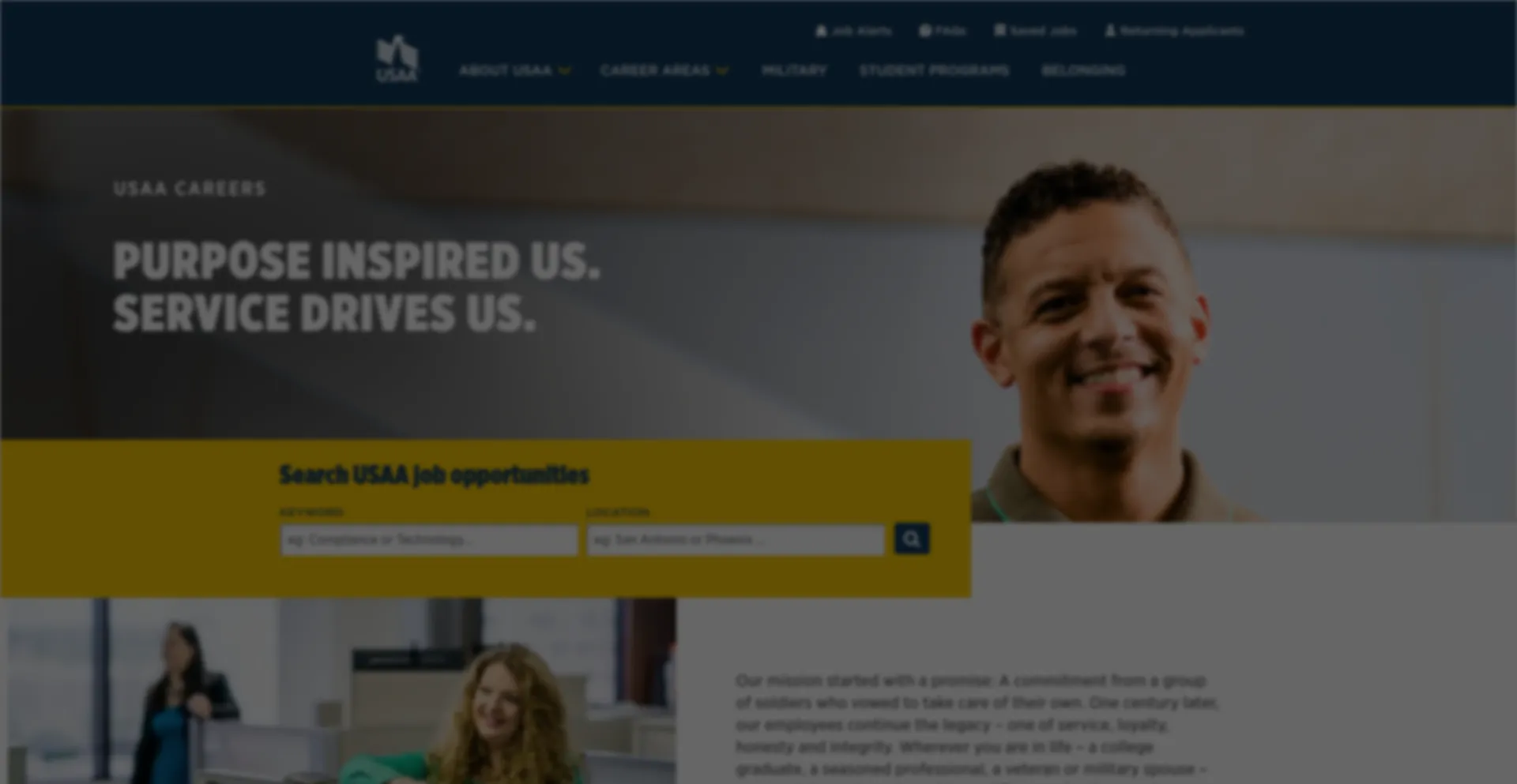 Website screenshot of Usaajobs.com
