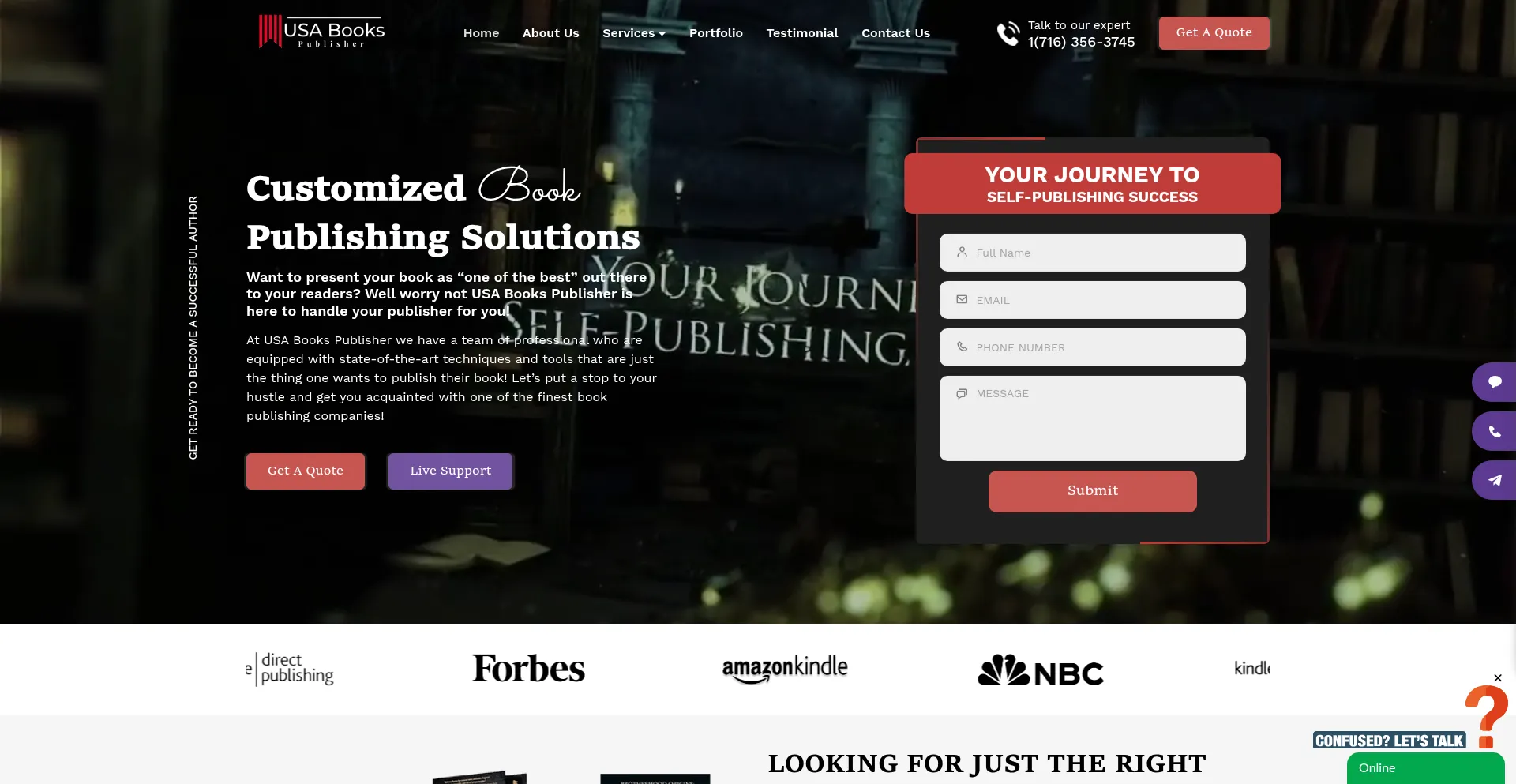 Website screenshot of Usabookspublisher.com