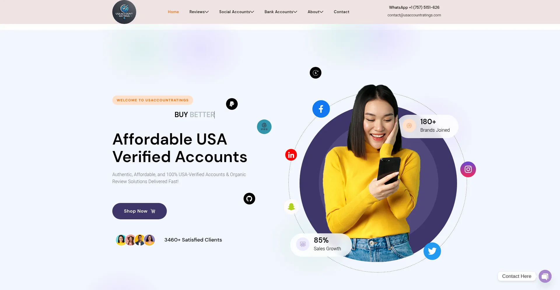 Website screenshot of Usaccountratings.com