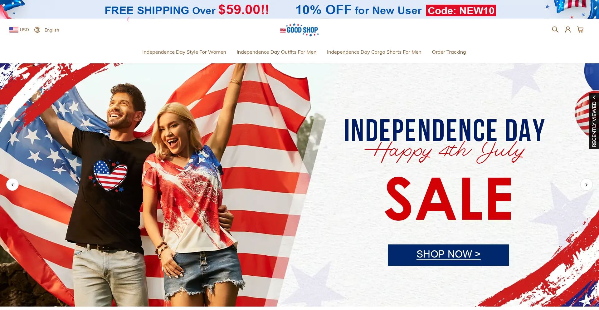 Website screenshot of Usagoodshop.com