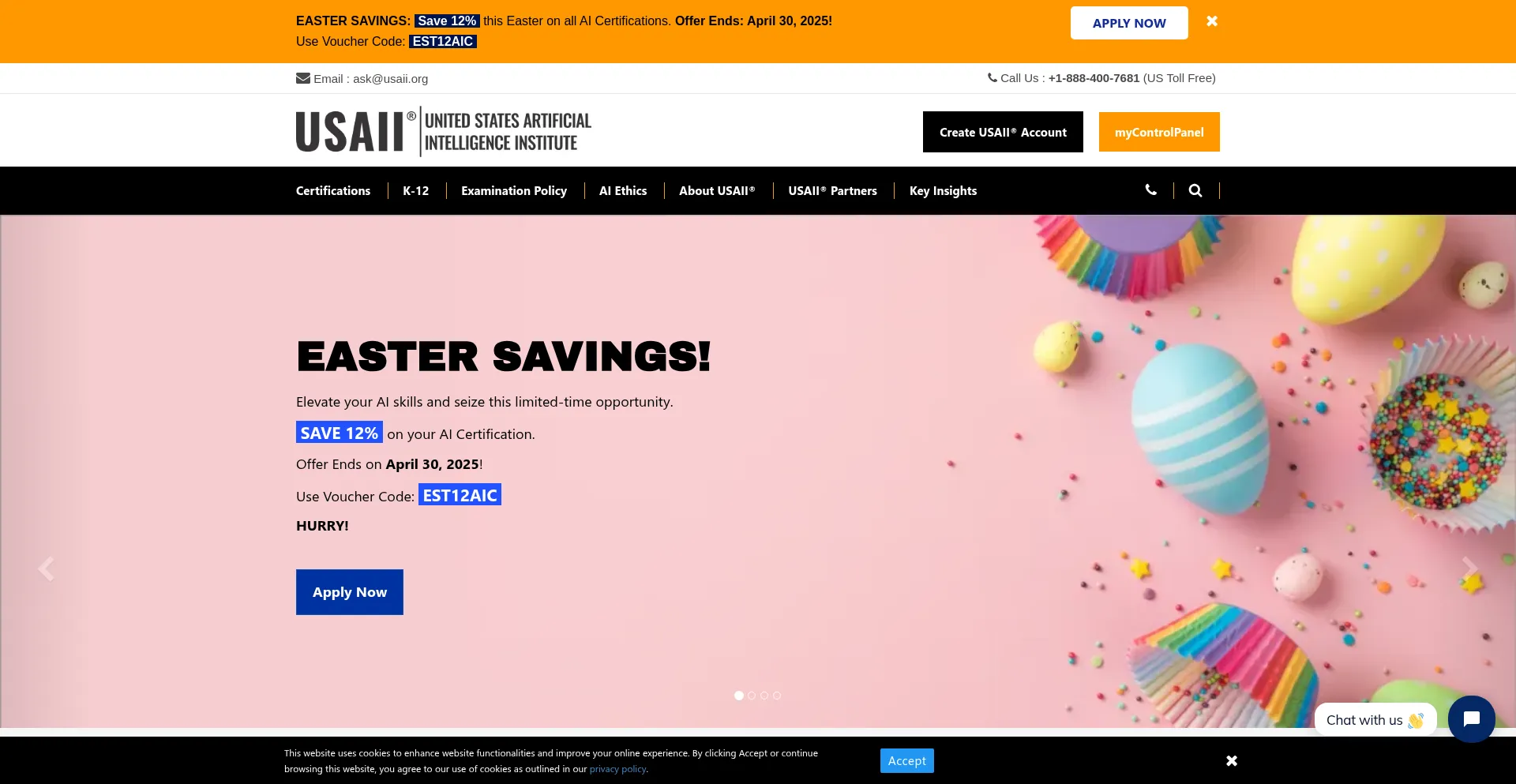 Website screenshot of Usaii.org