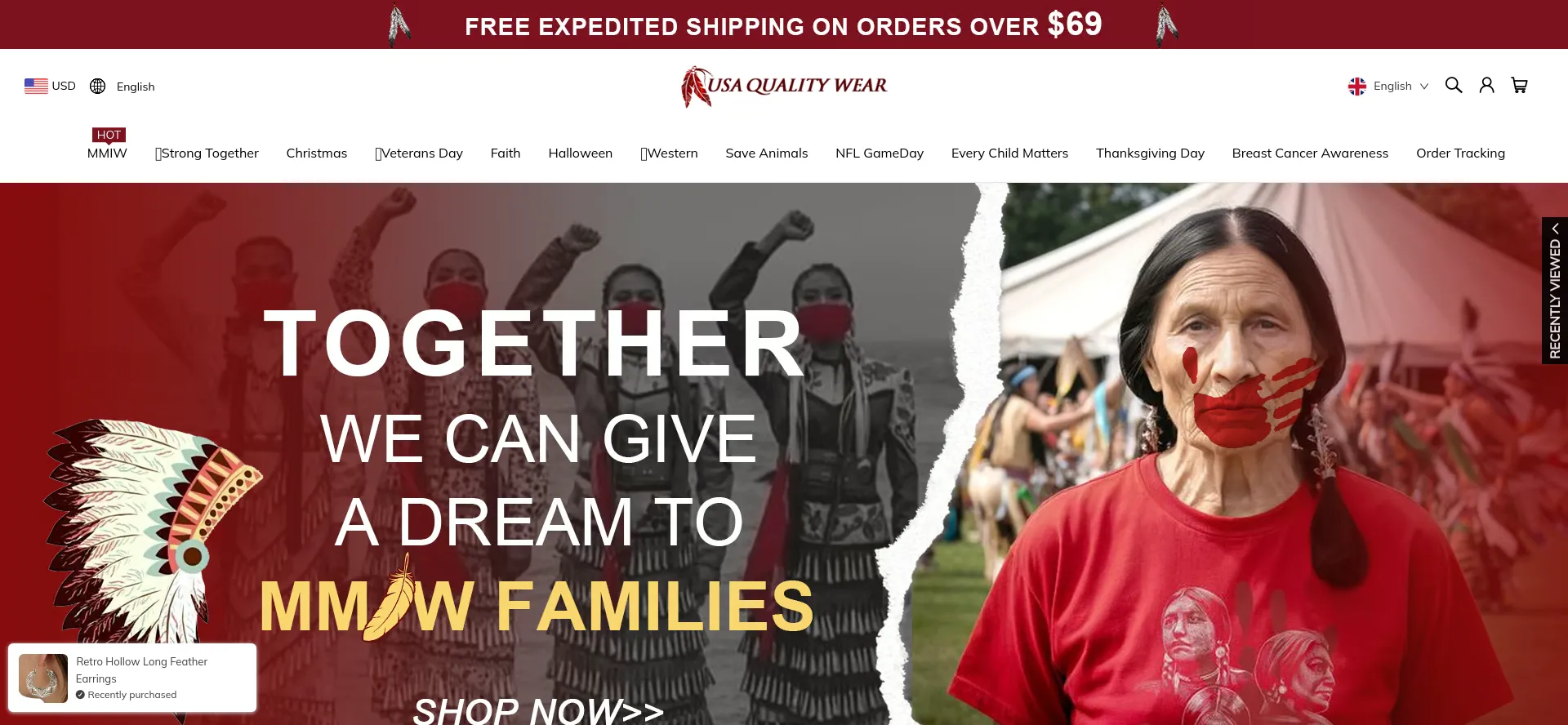 Website screenshot of Usaqualitywear.com