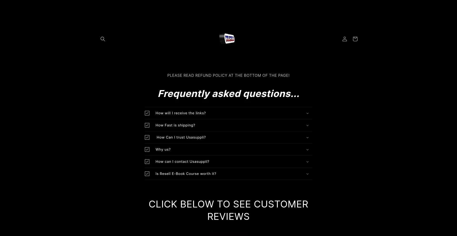 Website screenshot of Usasuppli.net