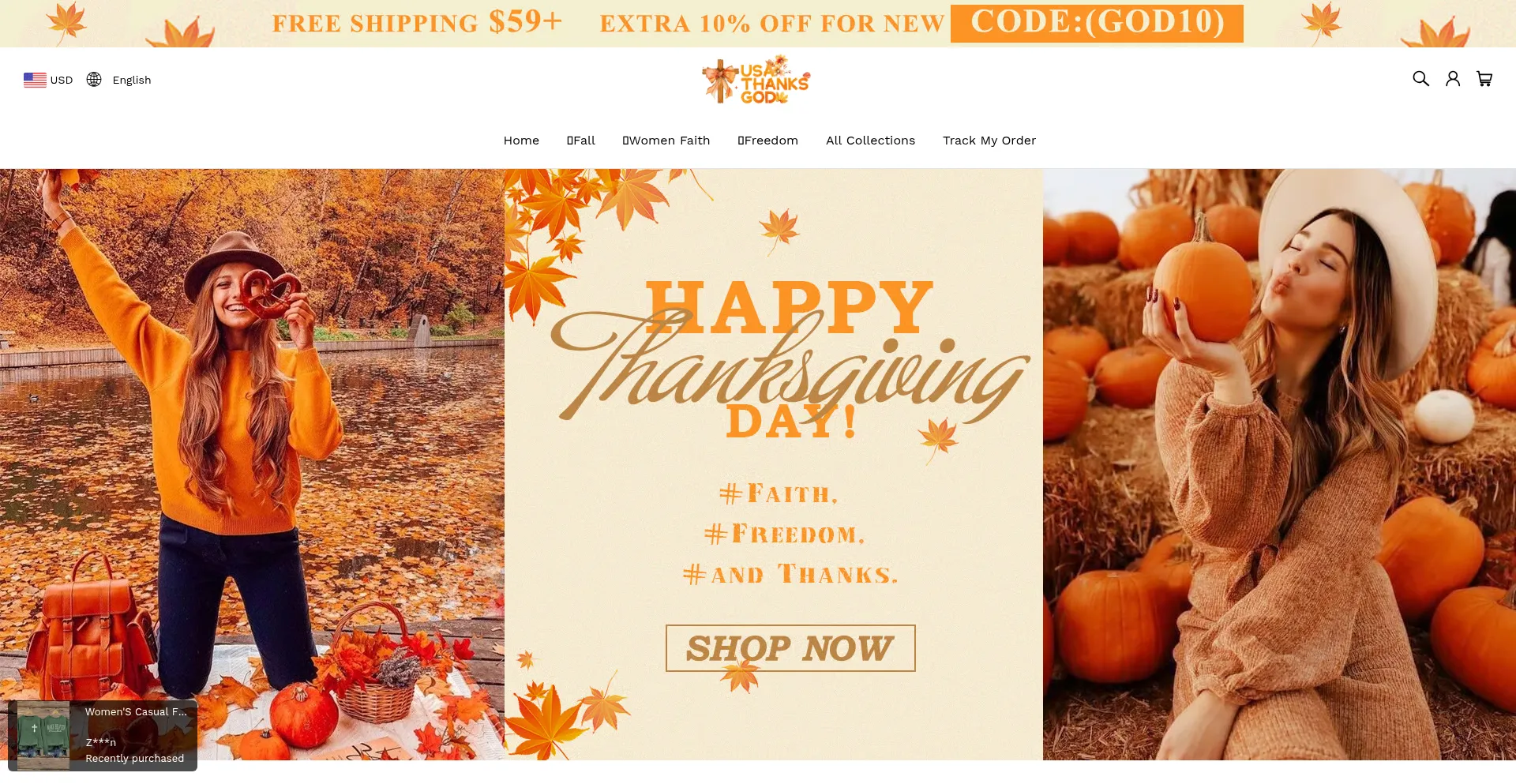 Usathanksgod.com Screenshot
