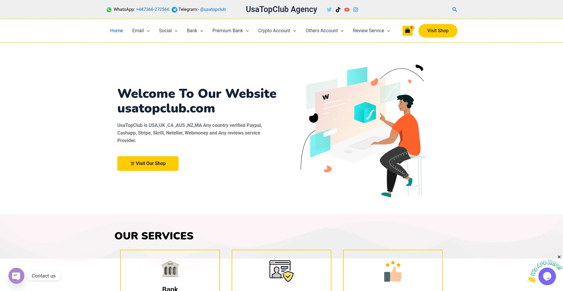 Website screenshot of Usatopclub.com