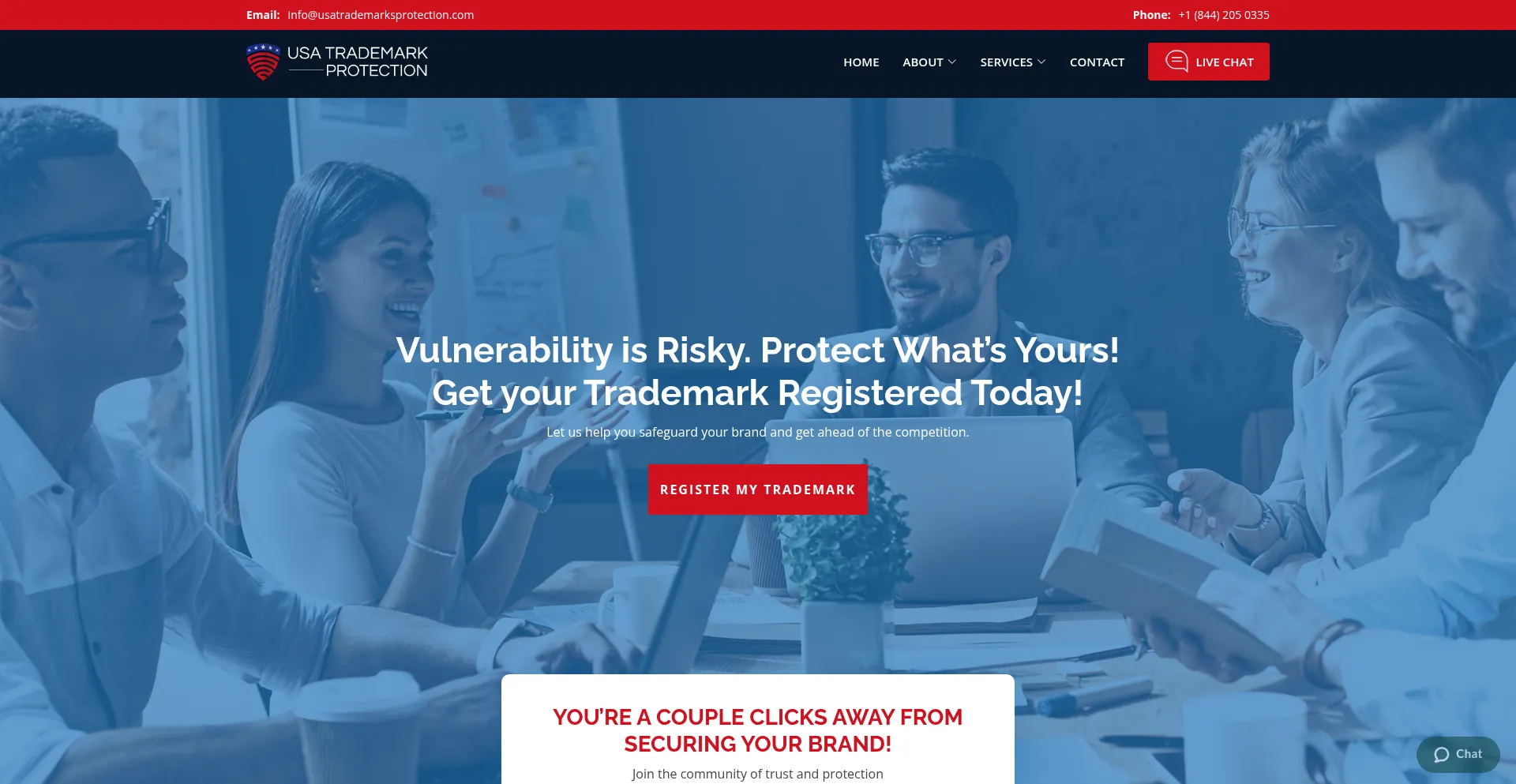 Website screenshot of Usatrademarksprotection.com
