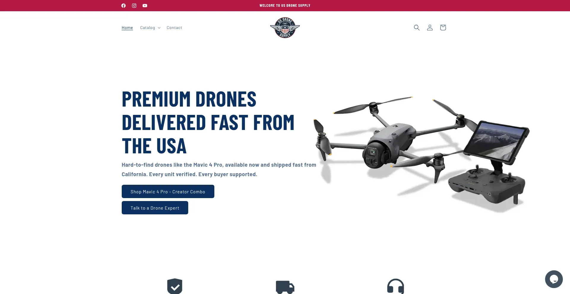 Website screenshot of Usdronesupply.com
