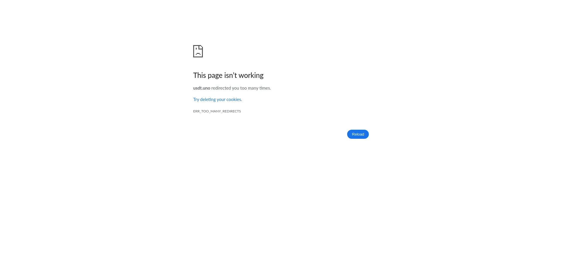 Website screenshot of Usdt.uno
