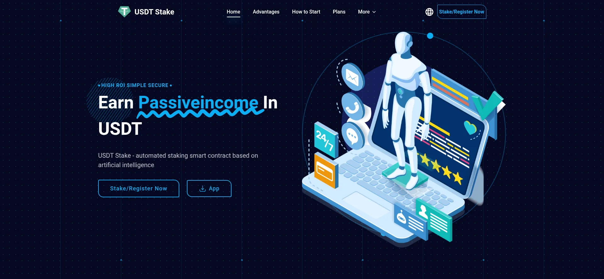 Website screenshot of Usdtstake.vip