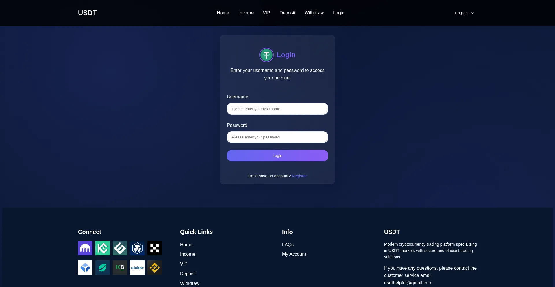 Website screenshot of Usdvip.top