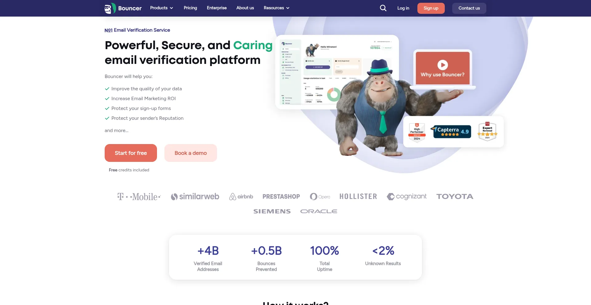 Website screenshot of Usebouncer.com