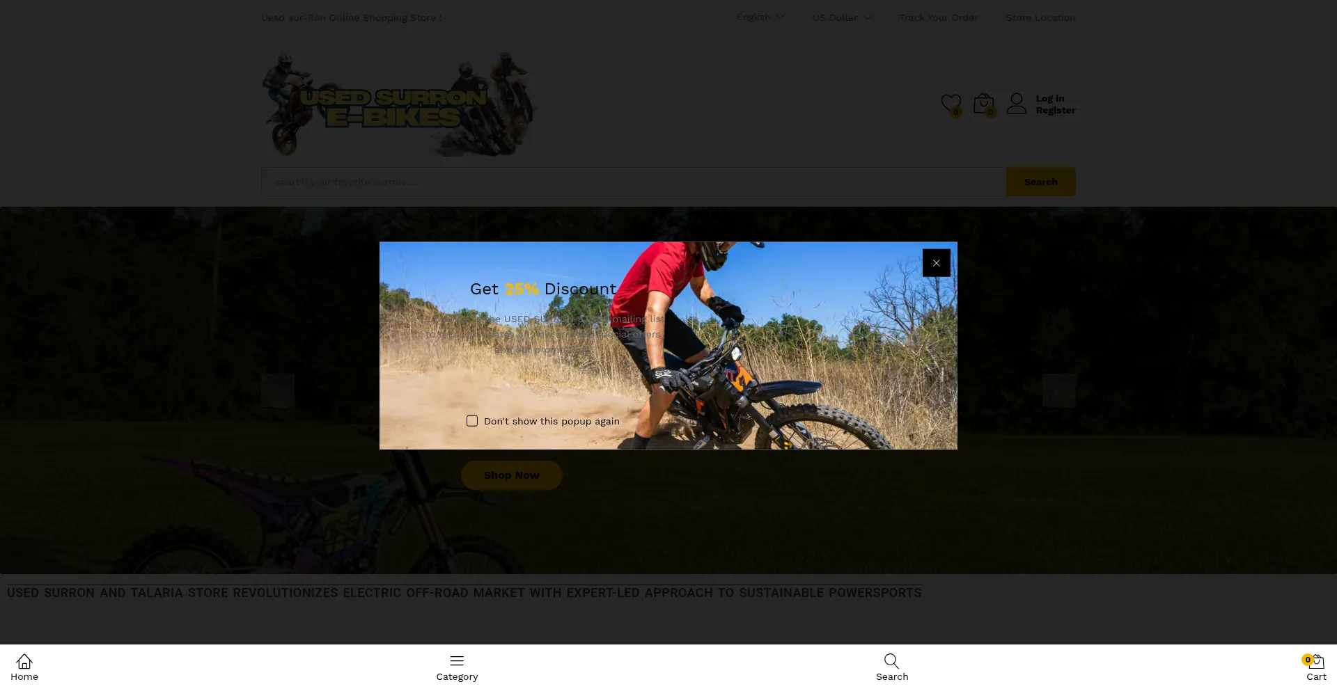 Website screenshot of Used-surron.com