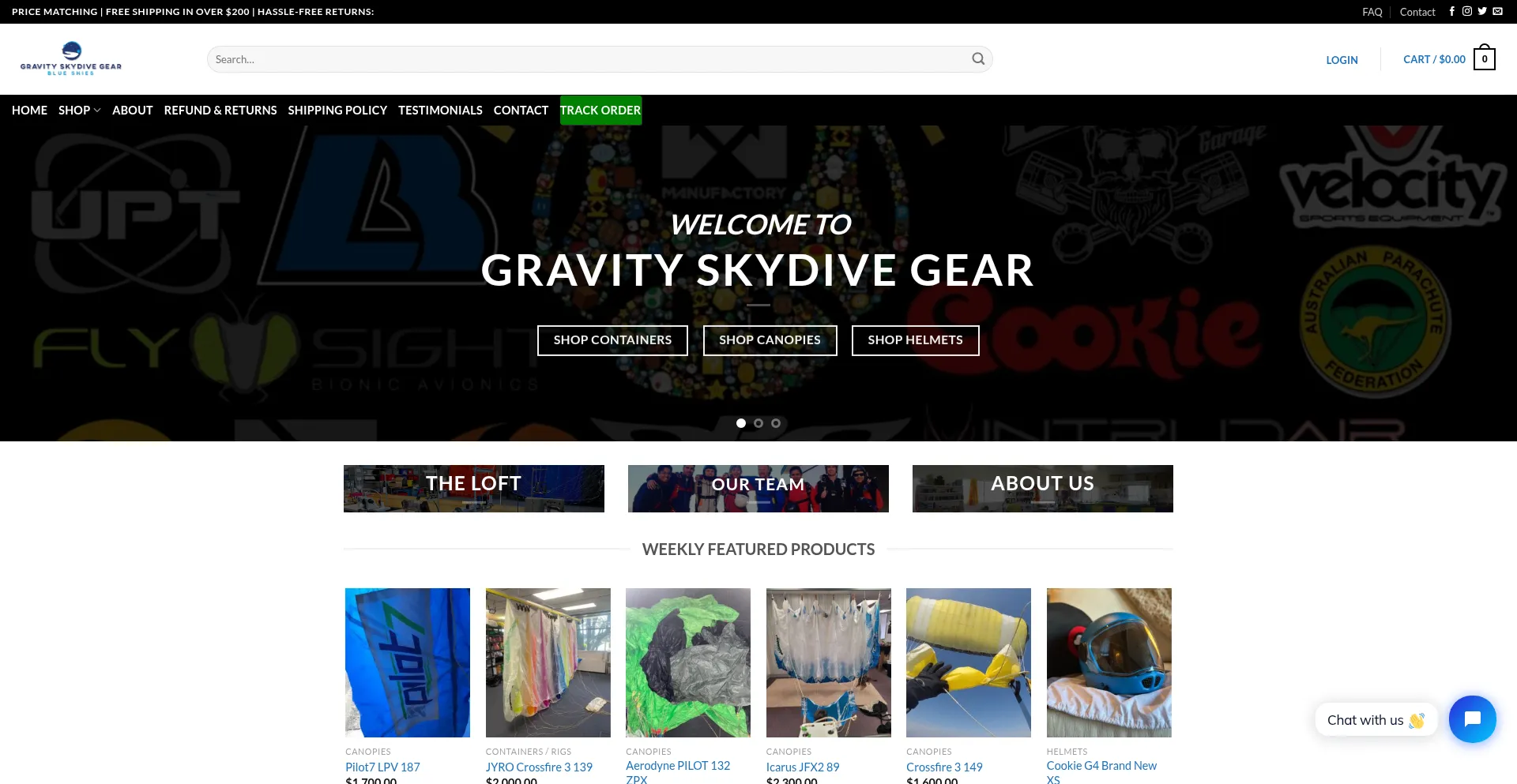 Website screenshot of Usedparagear.com