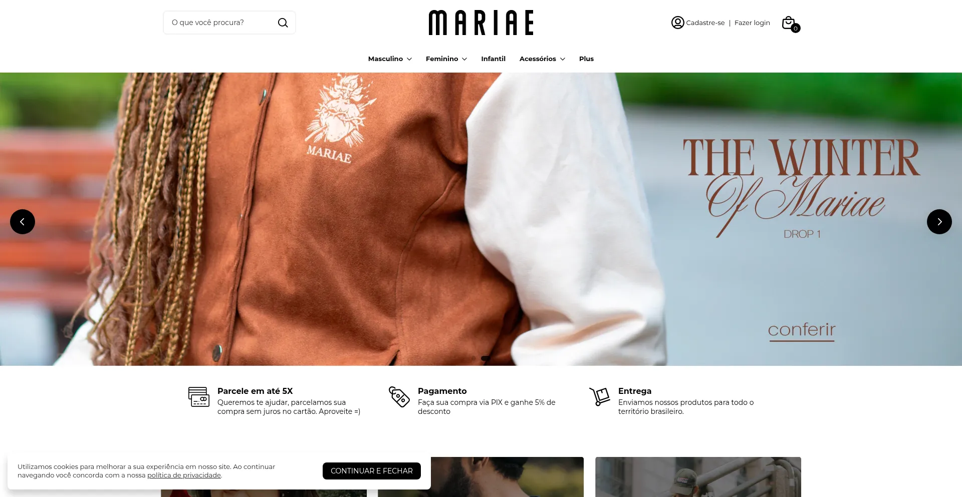 Website screenshot of Usemariae.com.br