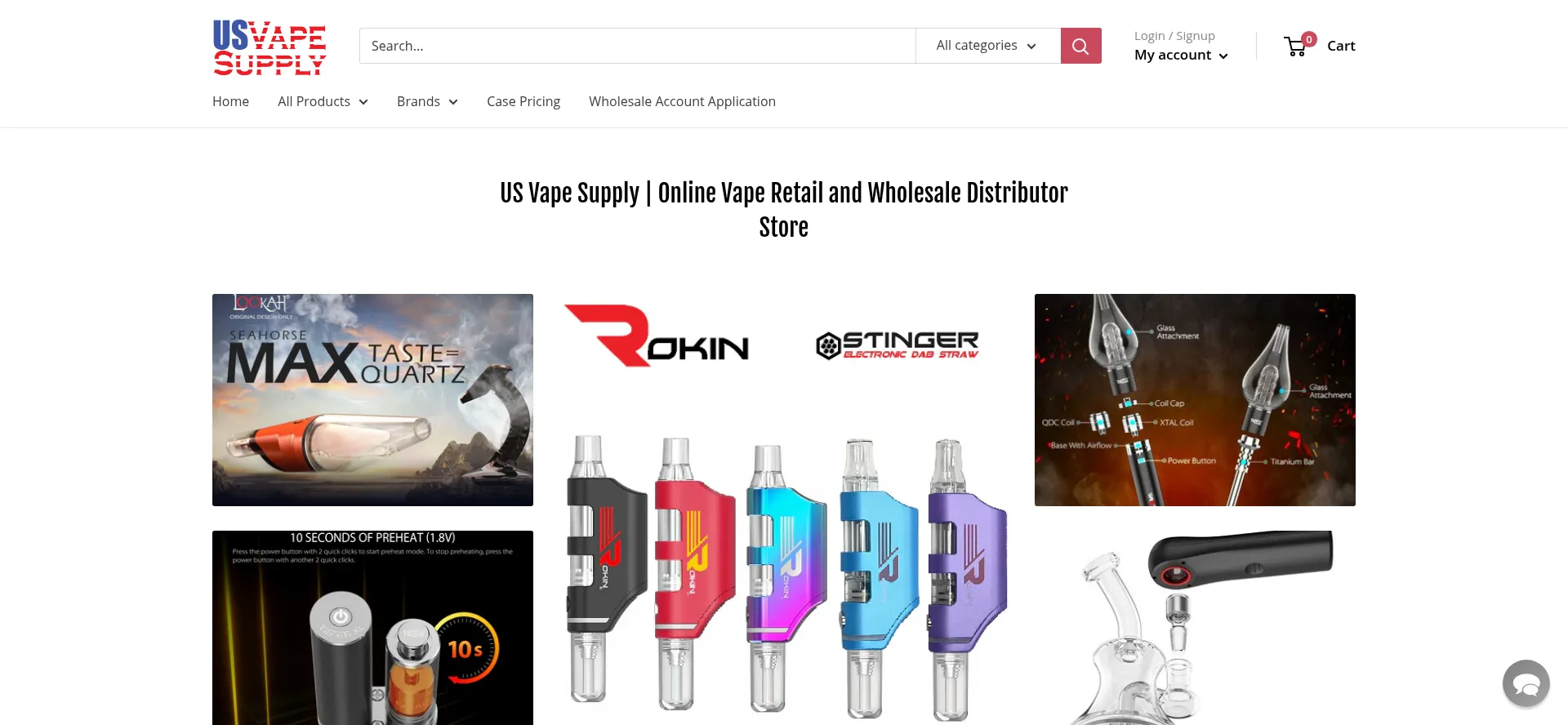 Website screenshot of Usvapesupply.com
