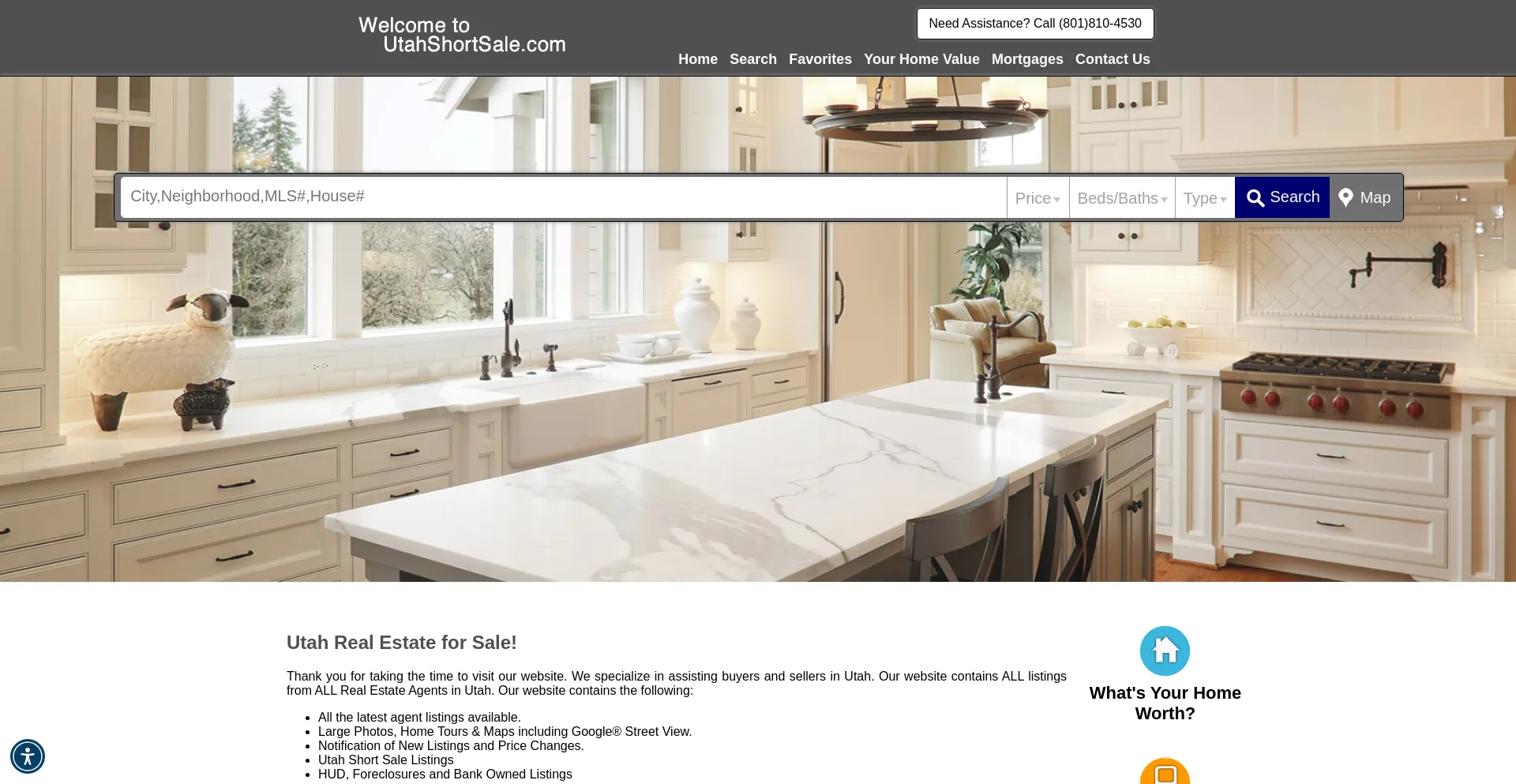 Website screenshot of Utahshortsale.com