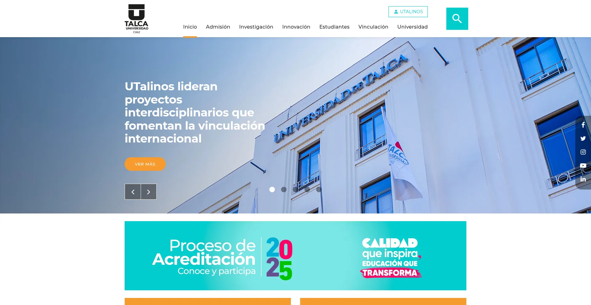 Website screenshot of Utalca.cl
