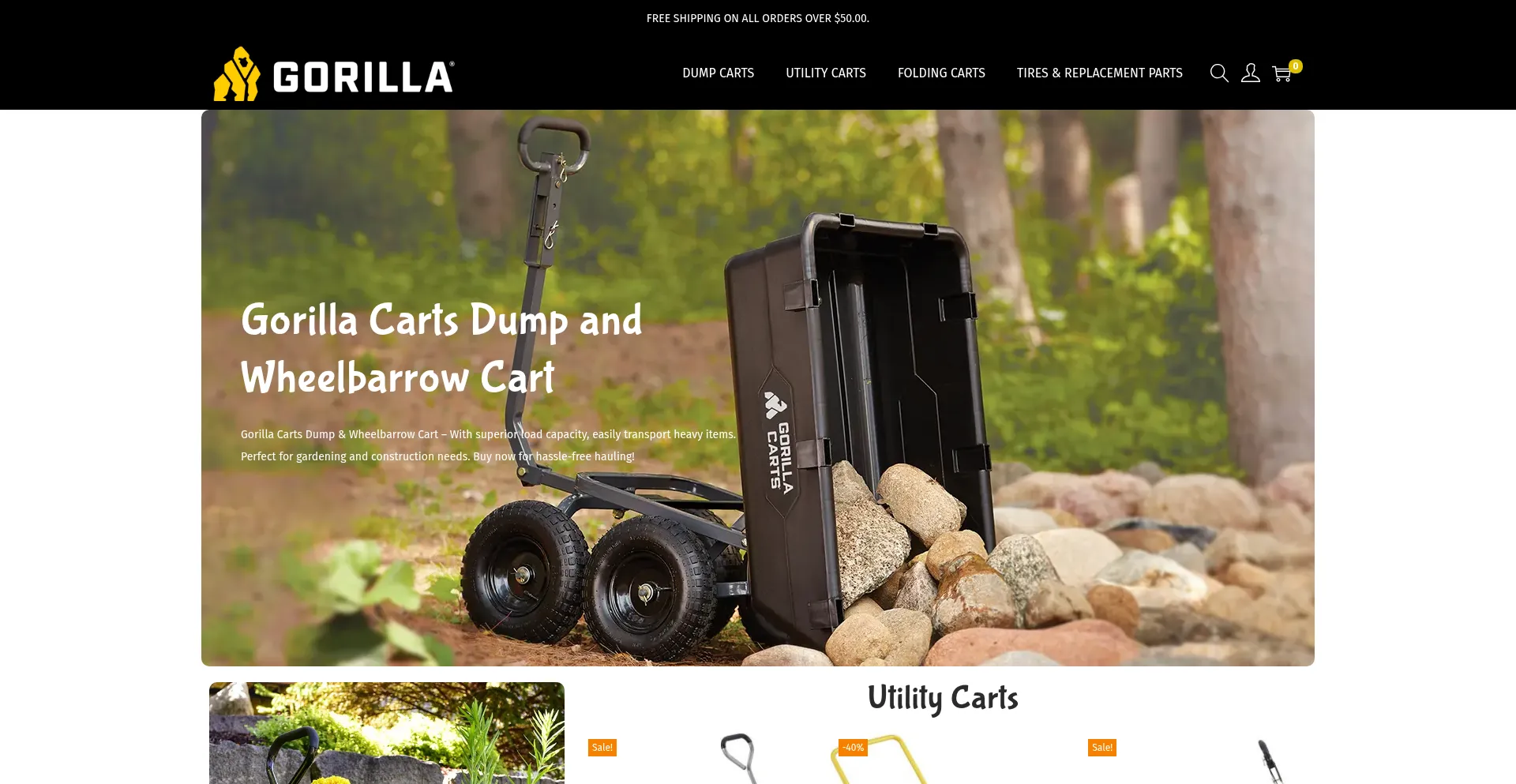 Website screenshot of Utilitygorillacarts.com