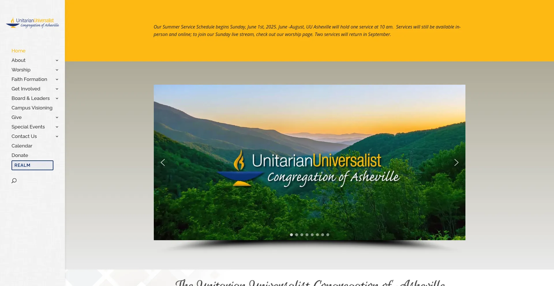 Website screenshot of Uuasheville.org