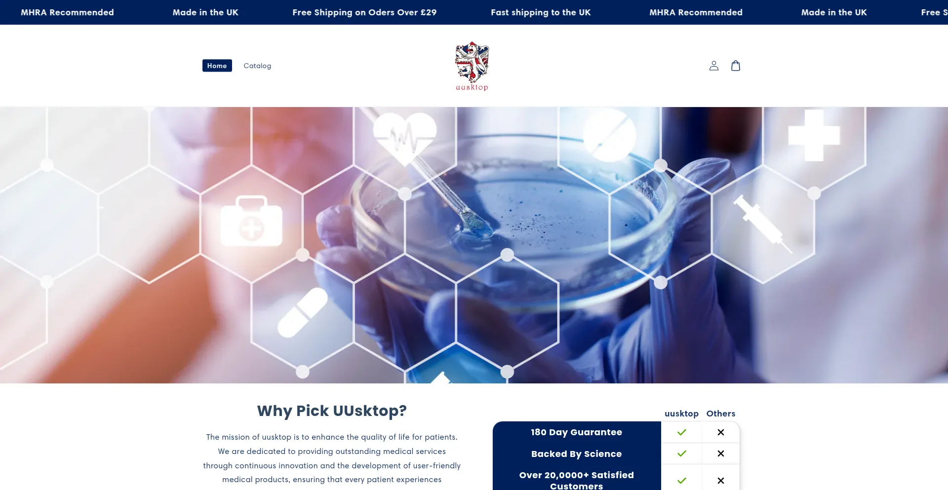 Website screenshot of Uusktop.com