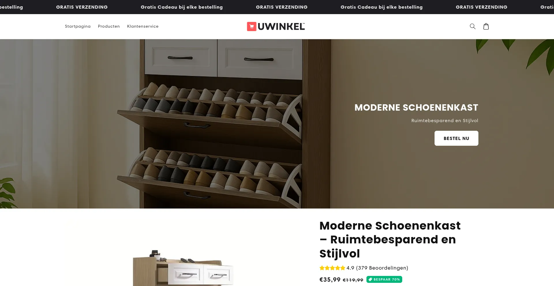 Website screenshot of Uwinkel.store
