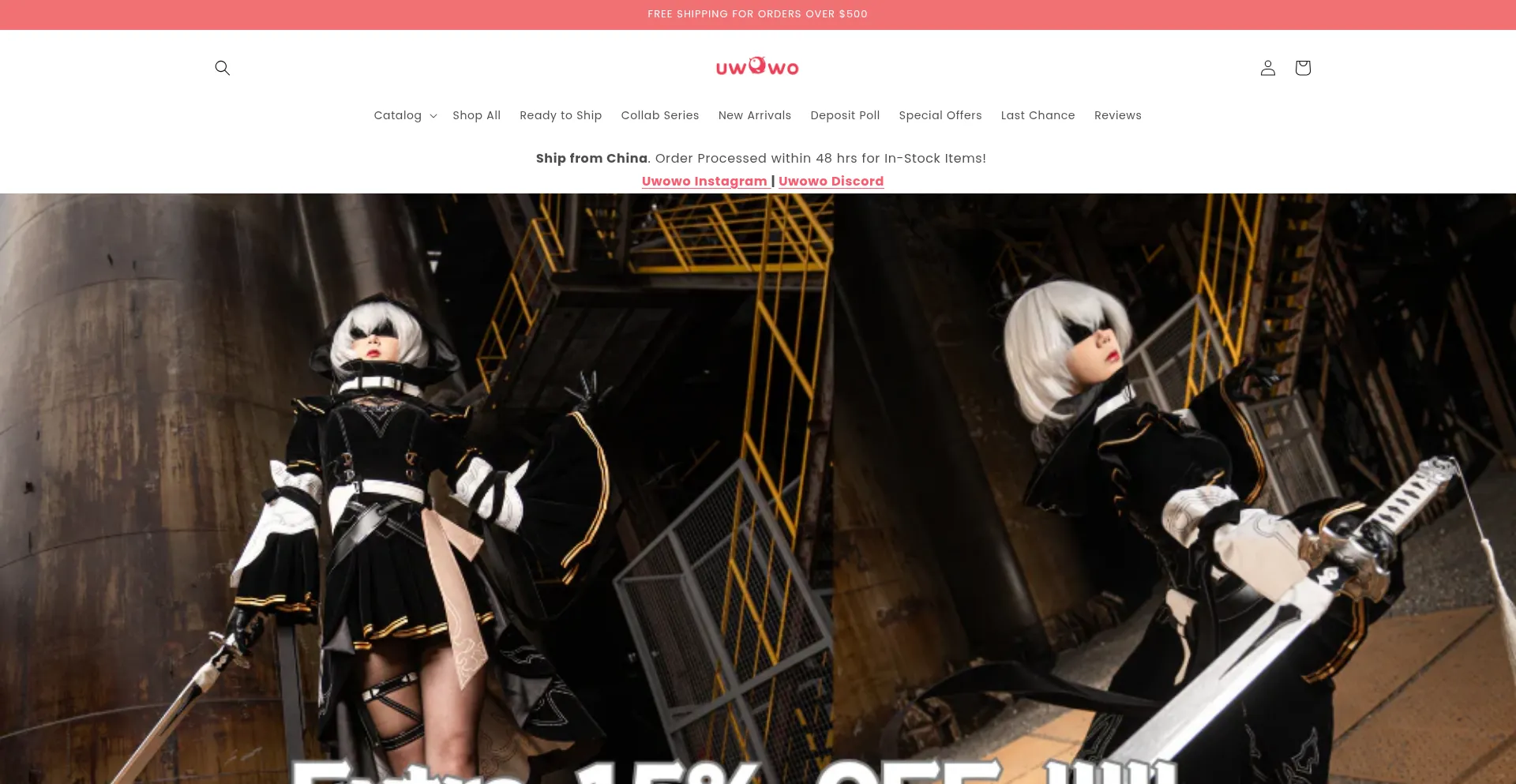 Website screenshot of Uwowocosplay.com