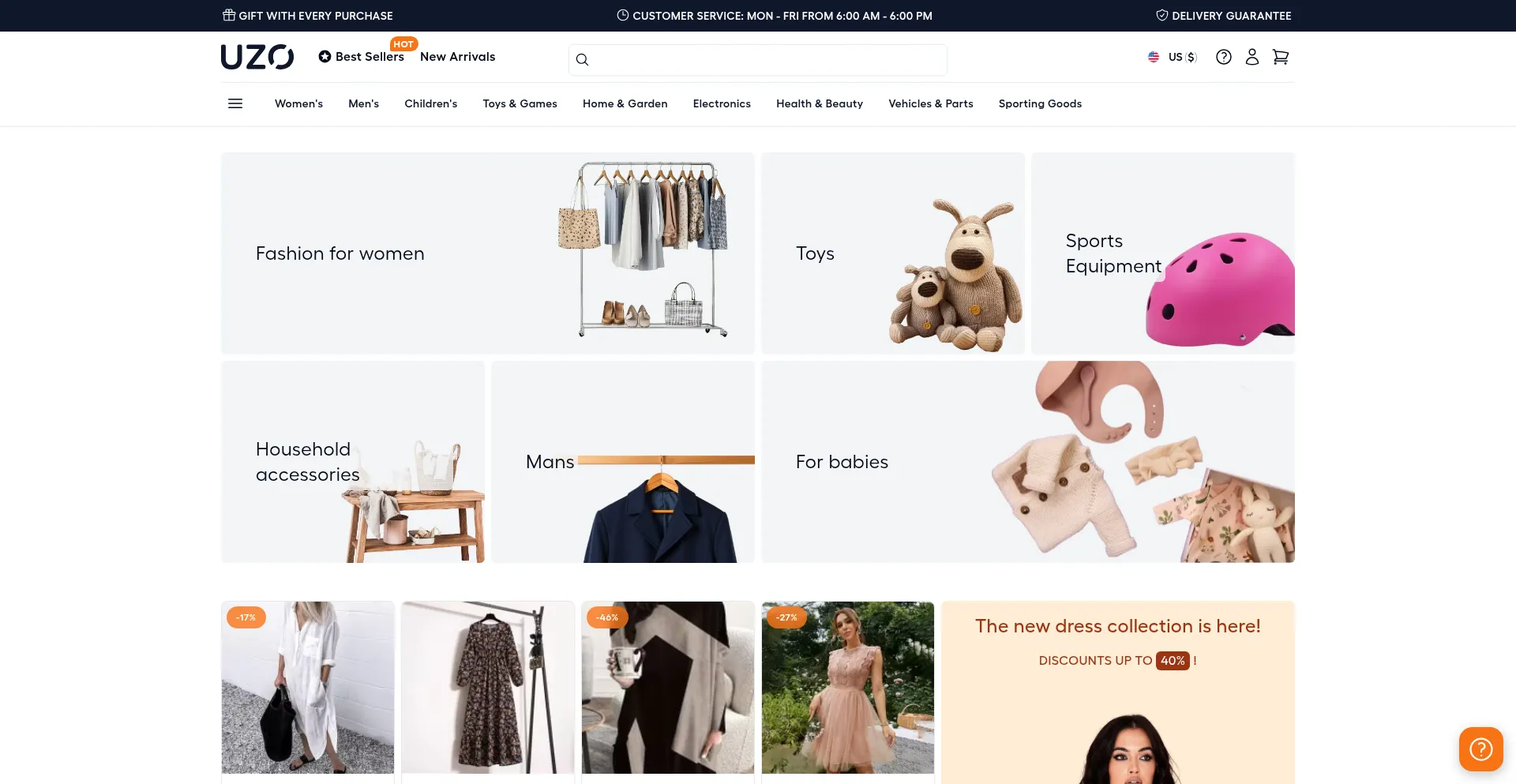 Website screenshot of Uzo.com