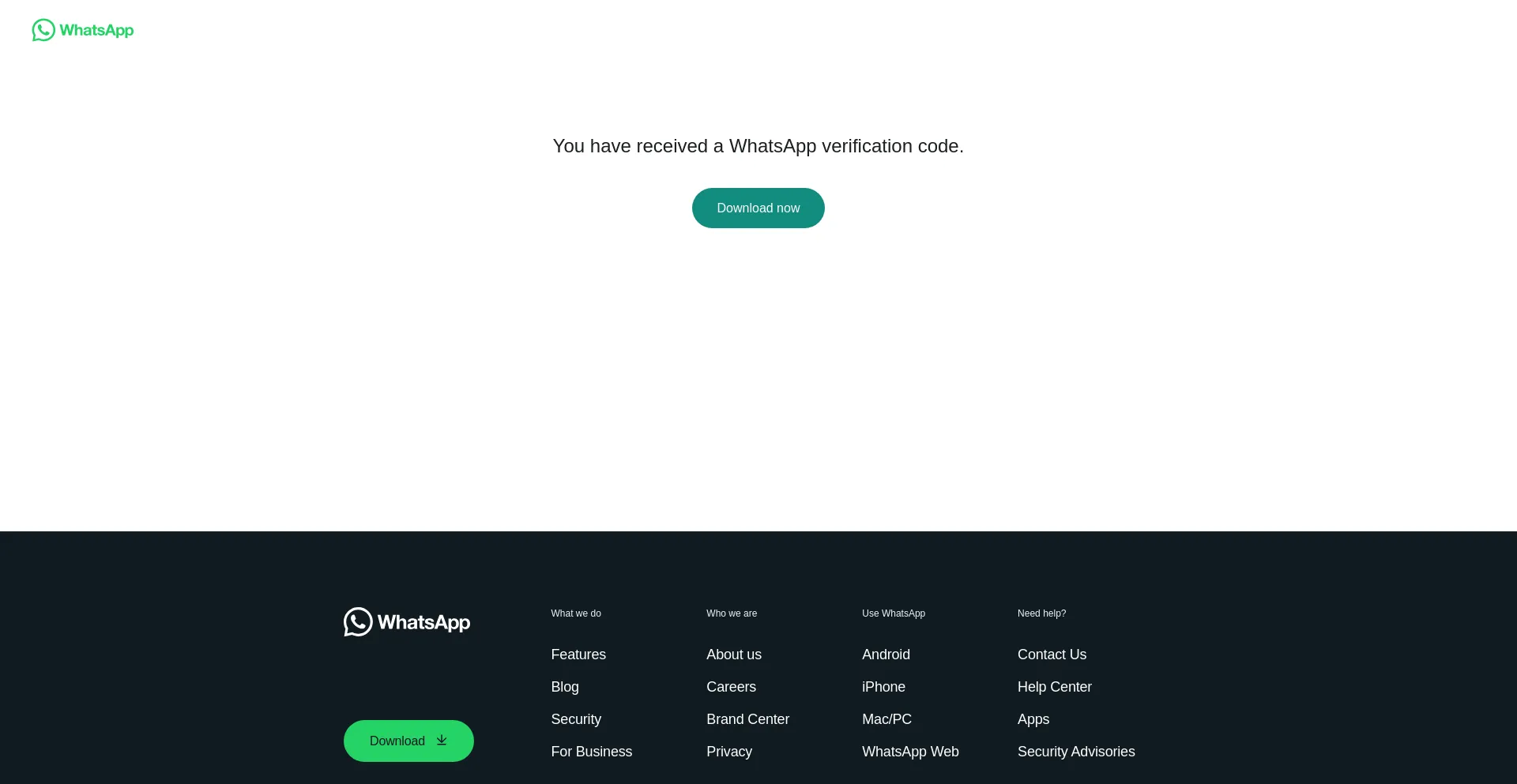 Website screenshot of V.whatsapp.com