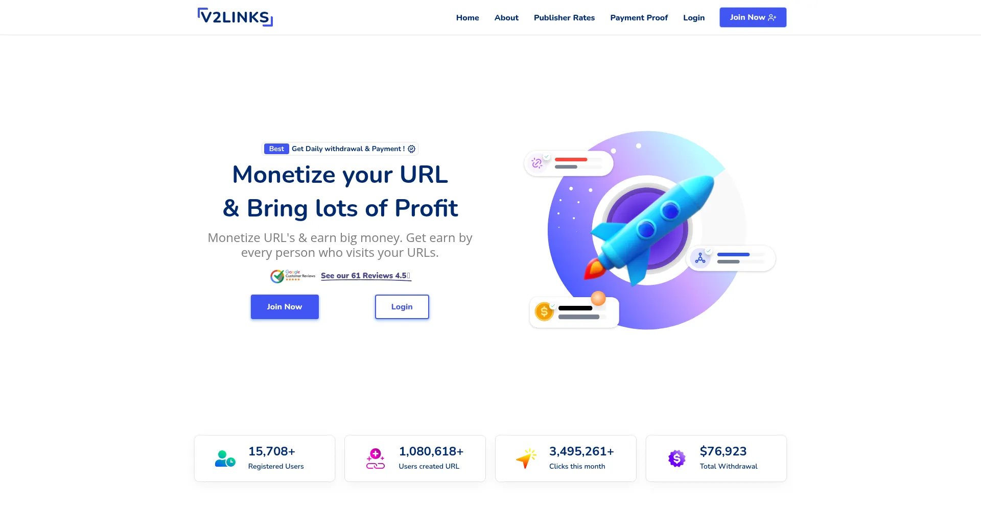 Website screenshot of V2links.com