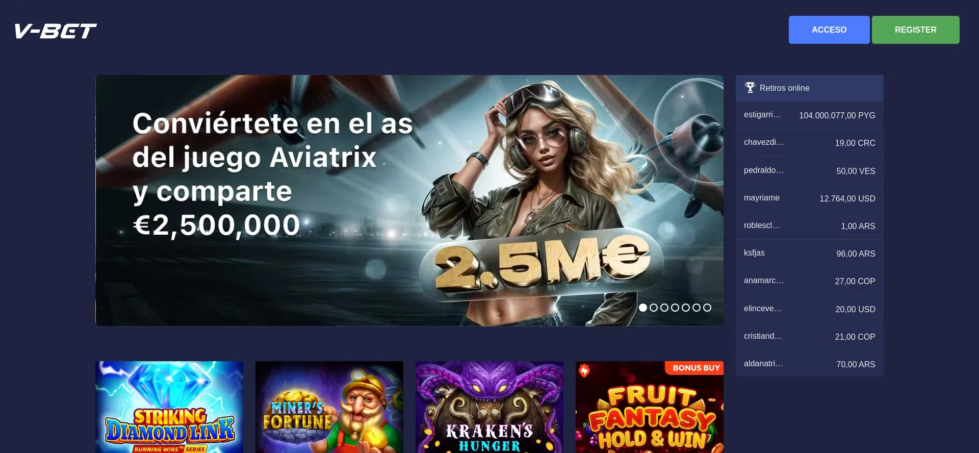 Website screenshot of V-bet.info