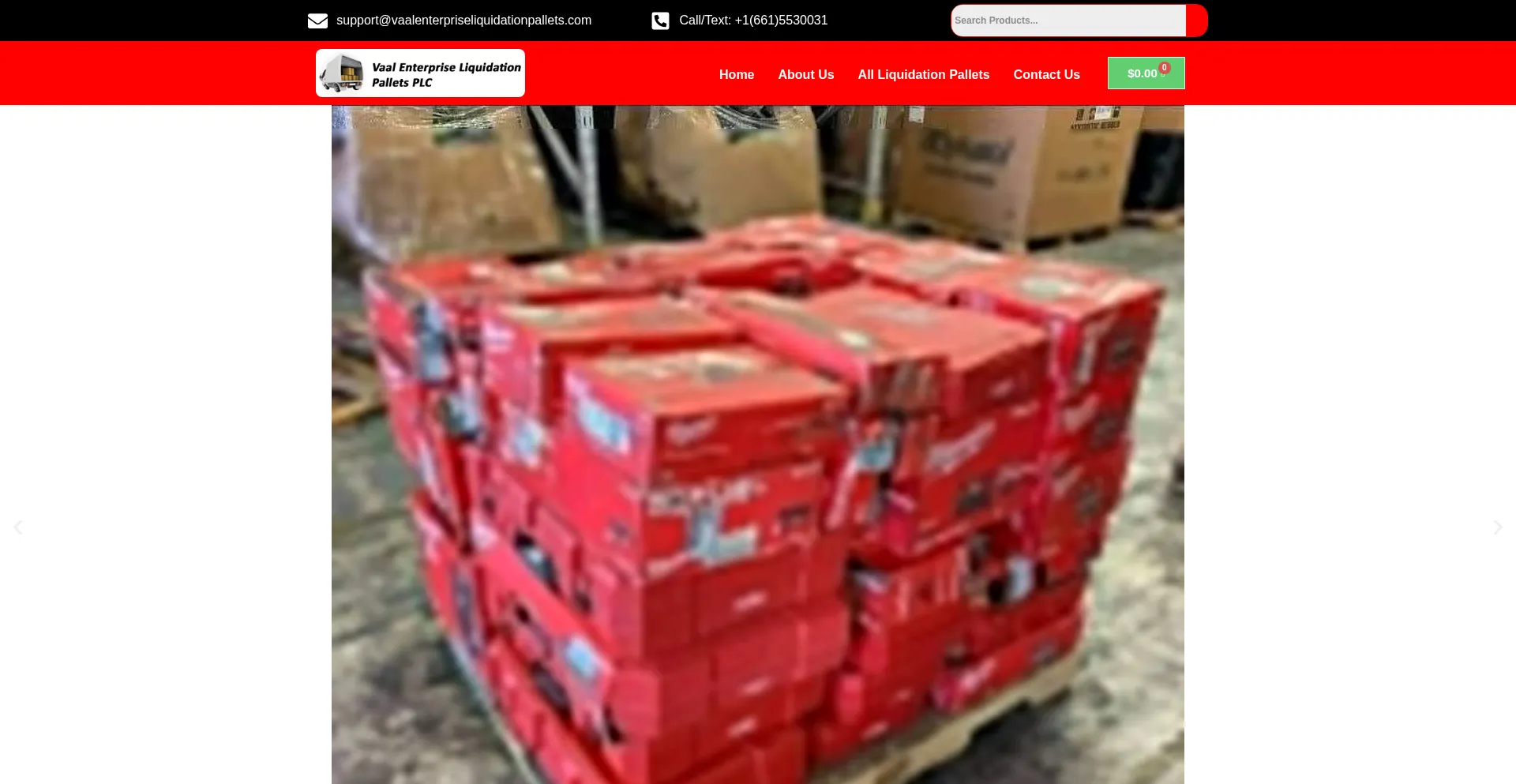 Website screenshot of Vaalenterpriseliquidationpallets.com