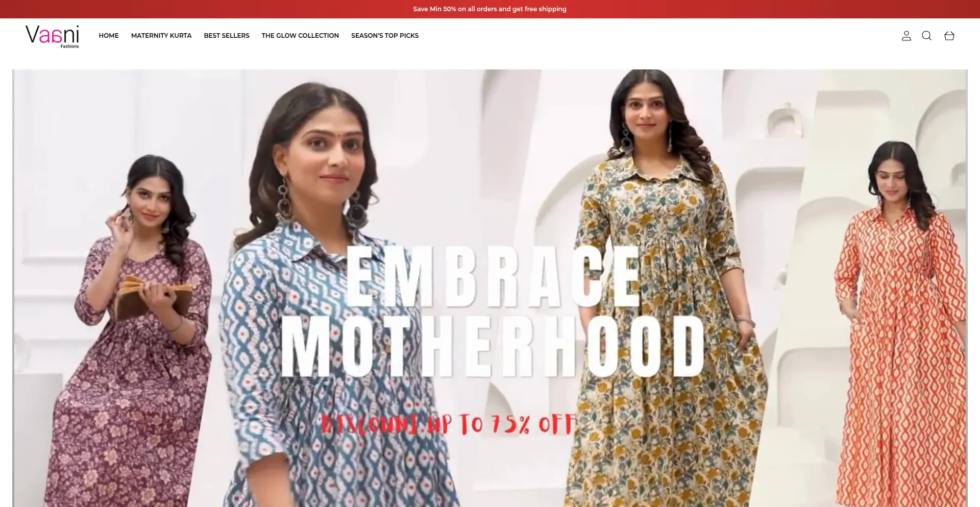 Website screenshot of Vaanifashions.com