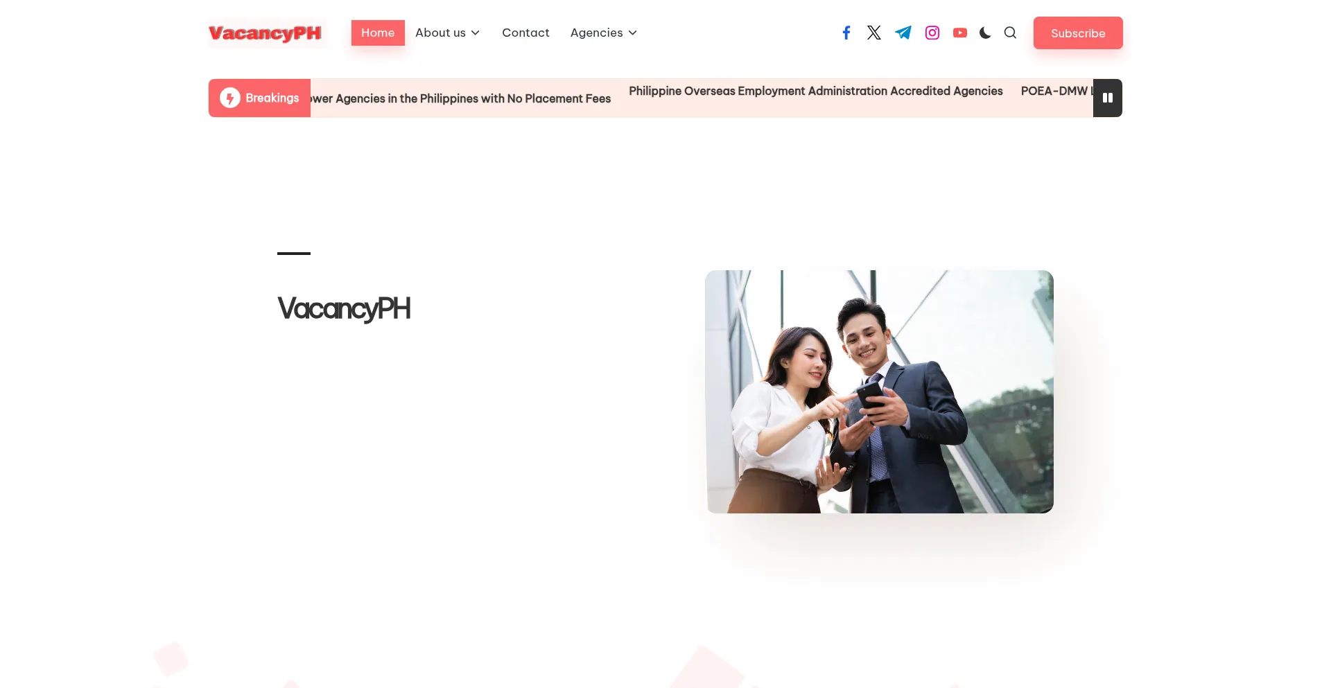 Website screenshot of Vacancyph.com