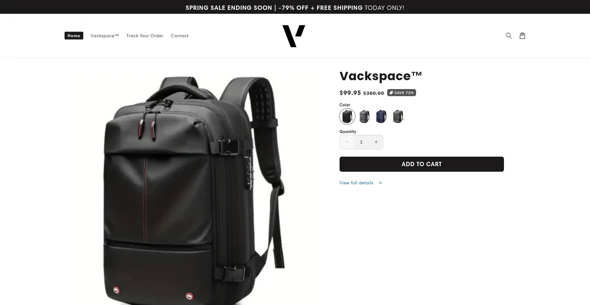 Website screenshot of Vackspace.com