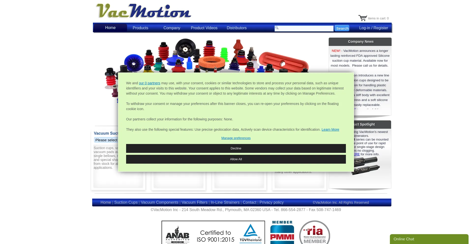 Website screenshot of Vacmotion.com