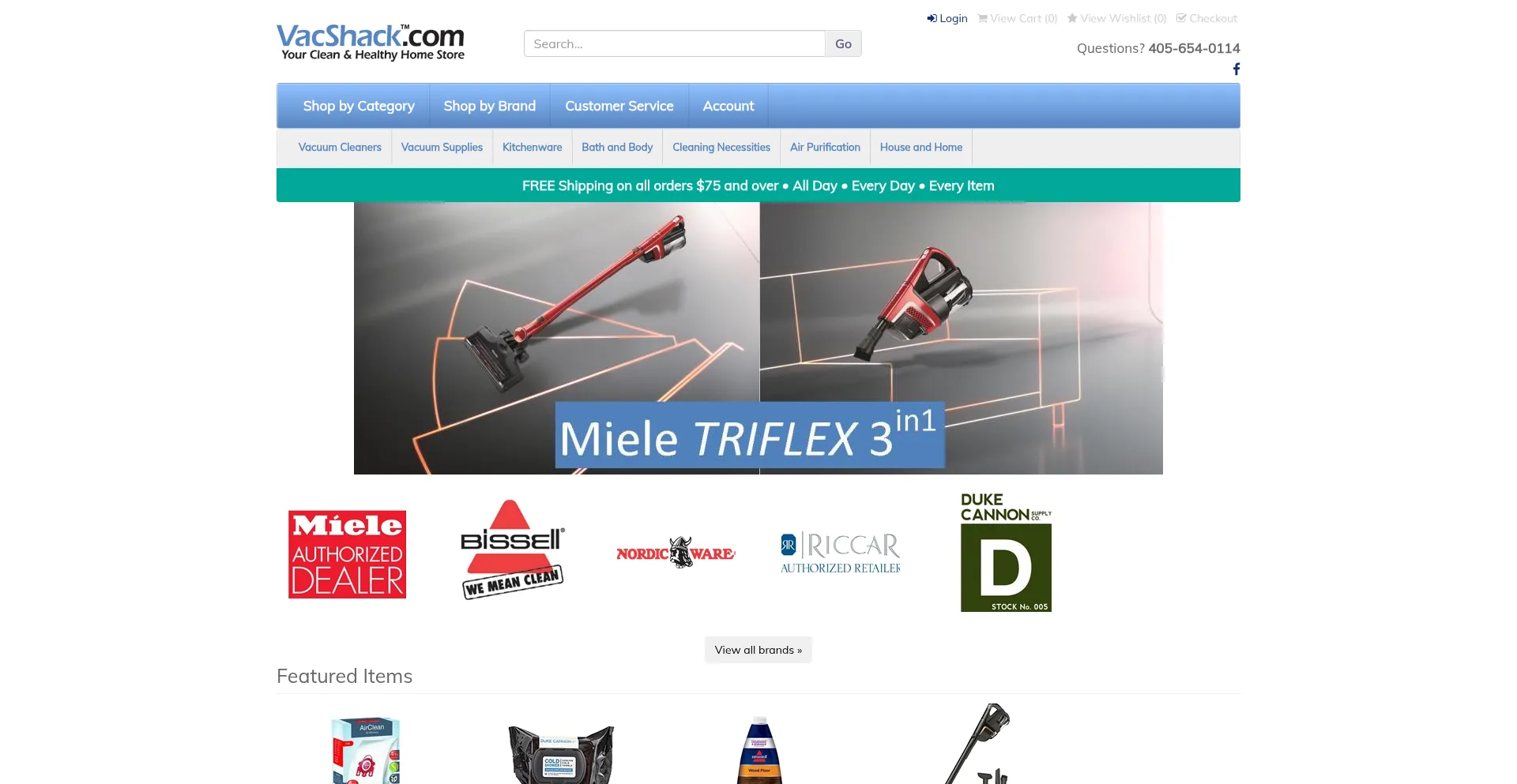 Website screenshot of Vacshack.com