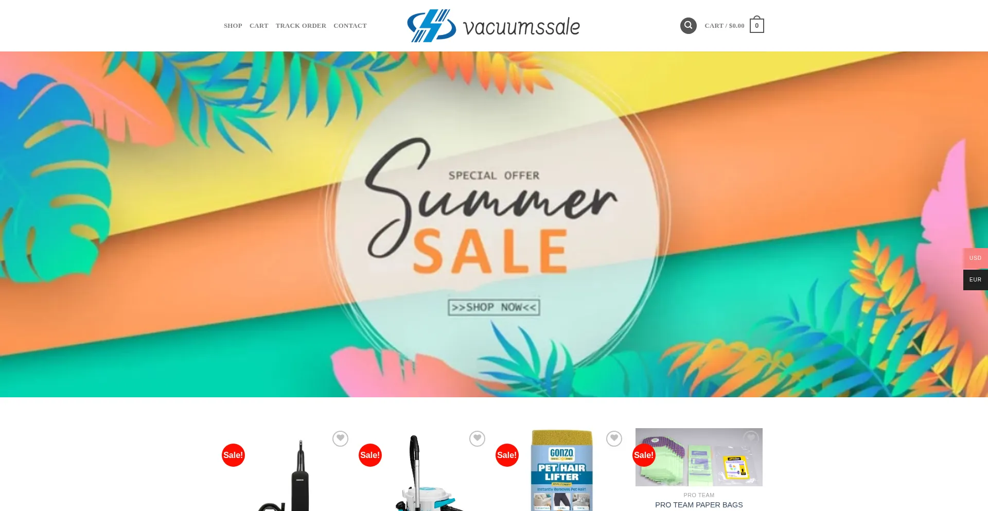 Website screenshot of Vacuumssale.com
