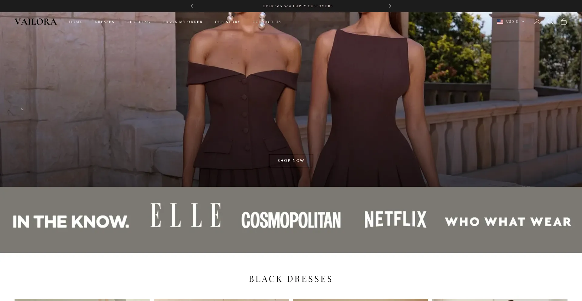 Website screenshot of Vailora.com